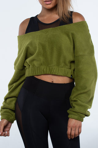 Rosa Crop Tee in Olive